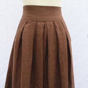 Linen Midi Brown Skirt Soft Linen Skirt Women's Summer Casual Skirt ...