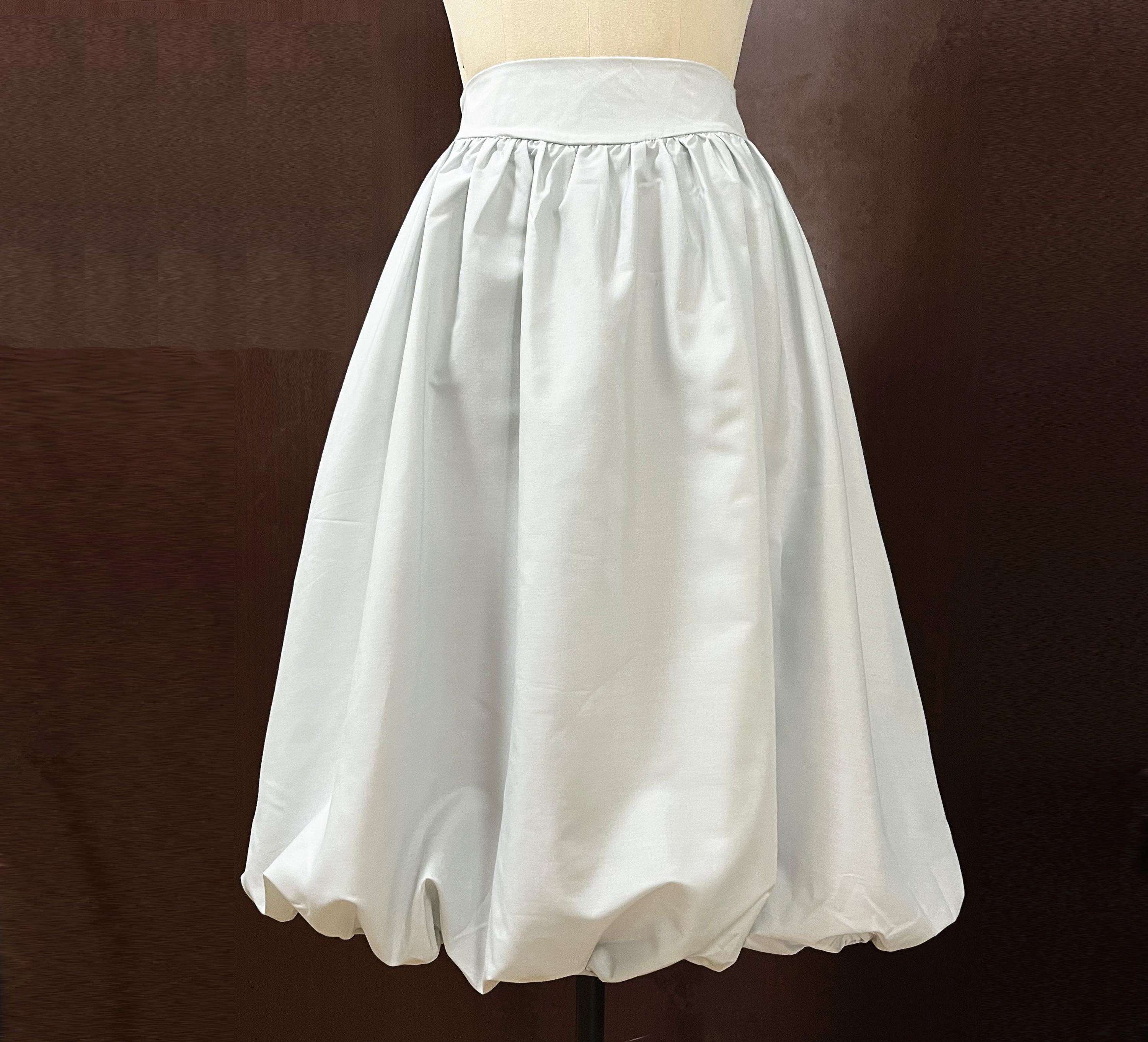 Grey Midi Skirt Cotton Bubble Skirt Balloon Skirt Women's Skirt