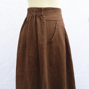 Linen Midi Brown Skirt Soft Linen Skirt Women's Summer Casual Skirt ...