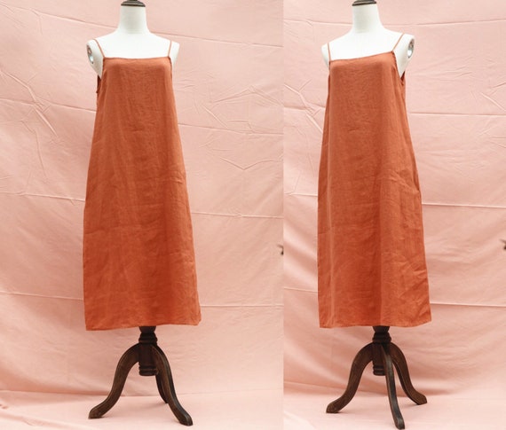linen orange dress