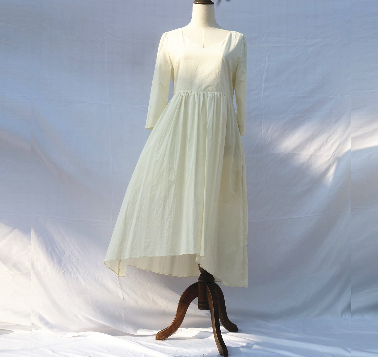 24 color Vneck Cotton cream dress loose long dress half Etsy