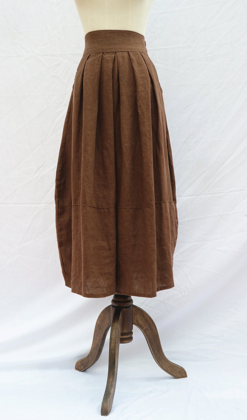 Brown Linen Skirt set main image 0
