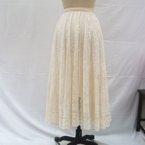 Apricot midi lace skirt Party skirt cotton lining women's Elastic waist skirt More size spring/summer skirt expansion skirt for women