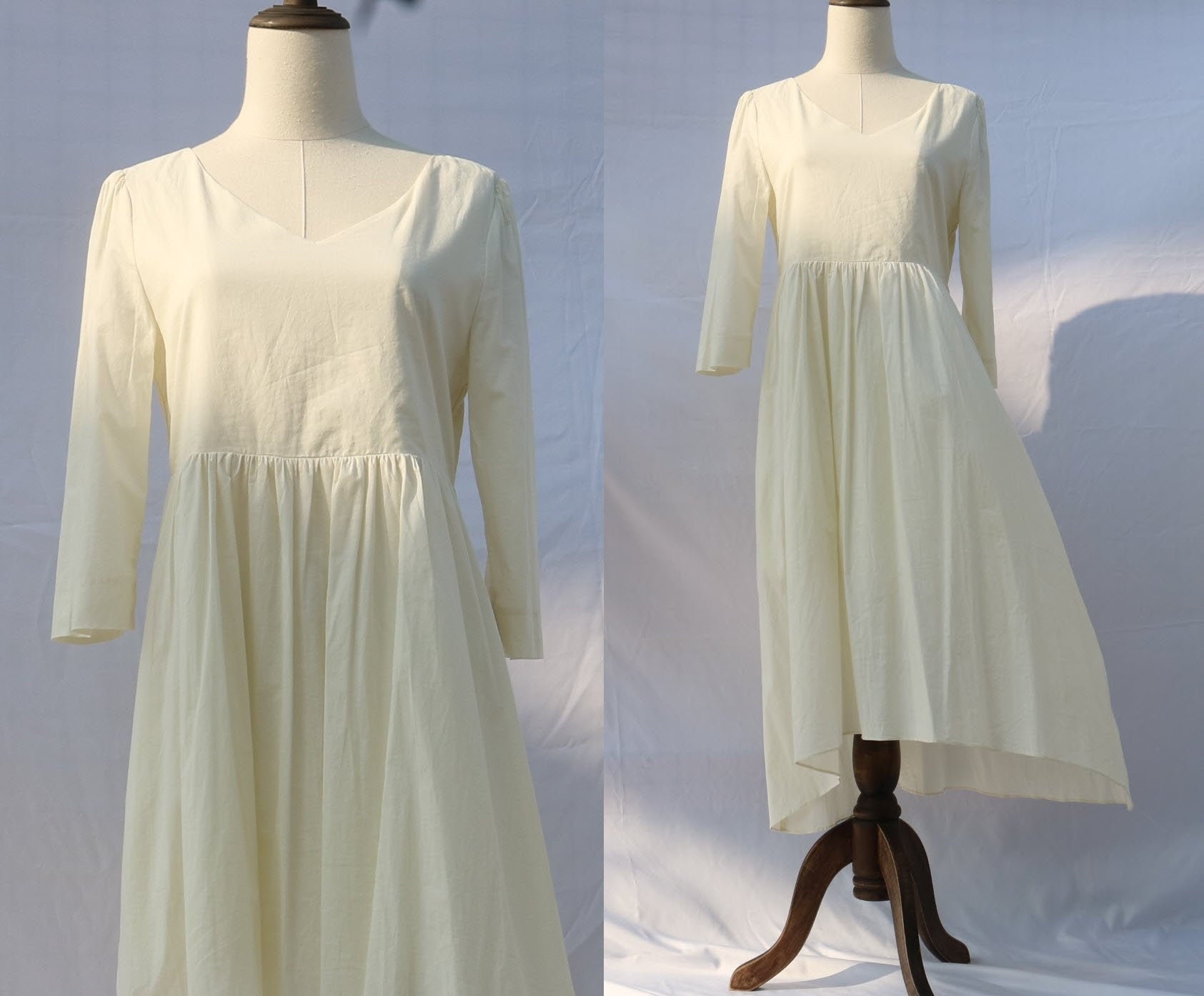 24 Color V-neck Cotton Cream Dress 