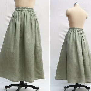 grey Linen skirt long skirt Pleated maxi skirt women&#39;s skirt Custom skirt summer/spring skirt Casual skirts for women gift