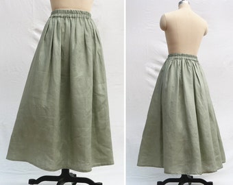 grey Linen skirt long skirt Pleated maxi skirt women's skirt Custom skirt summer/spring skirt Casual skirts for women gift