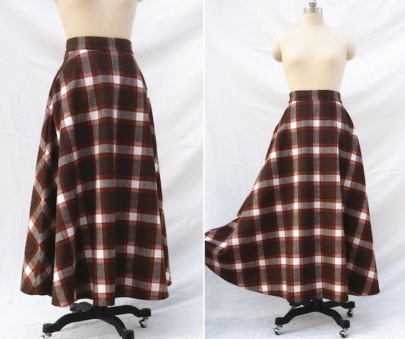 Brown grid skirt clearance