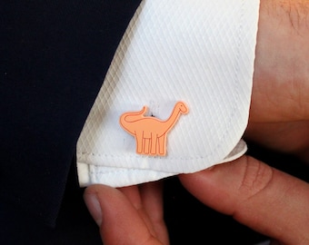 Brontosaurus Dinosaur Cufflinks - Handmade diplodocus wedding jewellery laser cut from acrylic