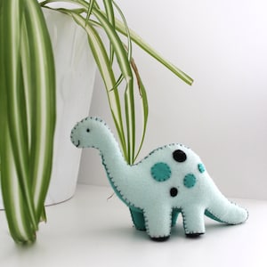 Descarga digital, patrón e instrucciones de juguete de brontosaurio, patrón de juguete de fieltro, crea tu propio dinosaurio, juguete de dinosaurio de cuello largo, cómo hacer un juguete