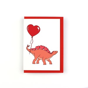 Carte de voeux Saint-Valentin coeur dinosaure stégosaure