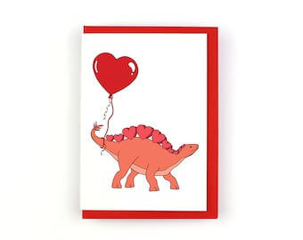 Heart Stegosaurus Dinosaur Greeting Card