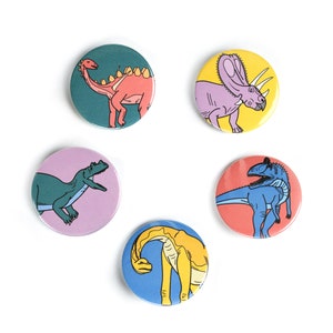 Dinosaur mini badge 5 pack, dinosaur badge, button badge, kids badge, badges for adults, cute badge, badge pack, goodie bag, party favour image 5
