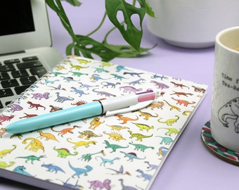 Rainbow dinosaur A5 spiral-bound notebook