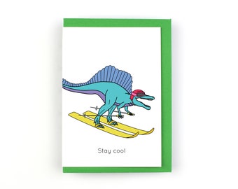 Stay Cool Dinosaur Greeting Card for all occasions, birthdays, thinking of you, just because