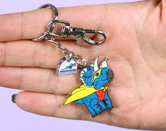 Superhero Dinosaur Keyring, dinosaur keyring, kids keyring, acrylic keyring,  Cute Keychain, animal keyring, dinosaur gift for kids