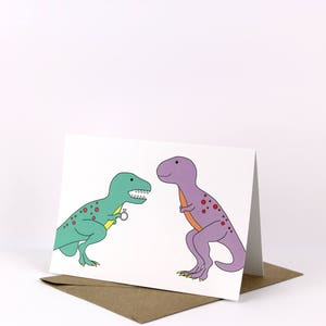 Engagement Card, Dinosaur engagement card, dinosaur, congratulations, proposal, engaged, love cards, T-Rex, tyrannosaurus, celebration image 4