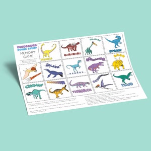 Digital Download - Match the pairs Dinosaur words game, Animal matching, pairs game, children&#39;s card games, educational games, wedding games
