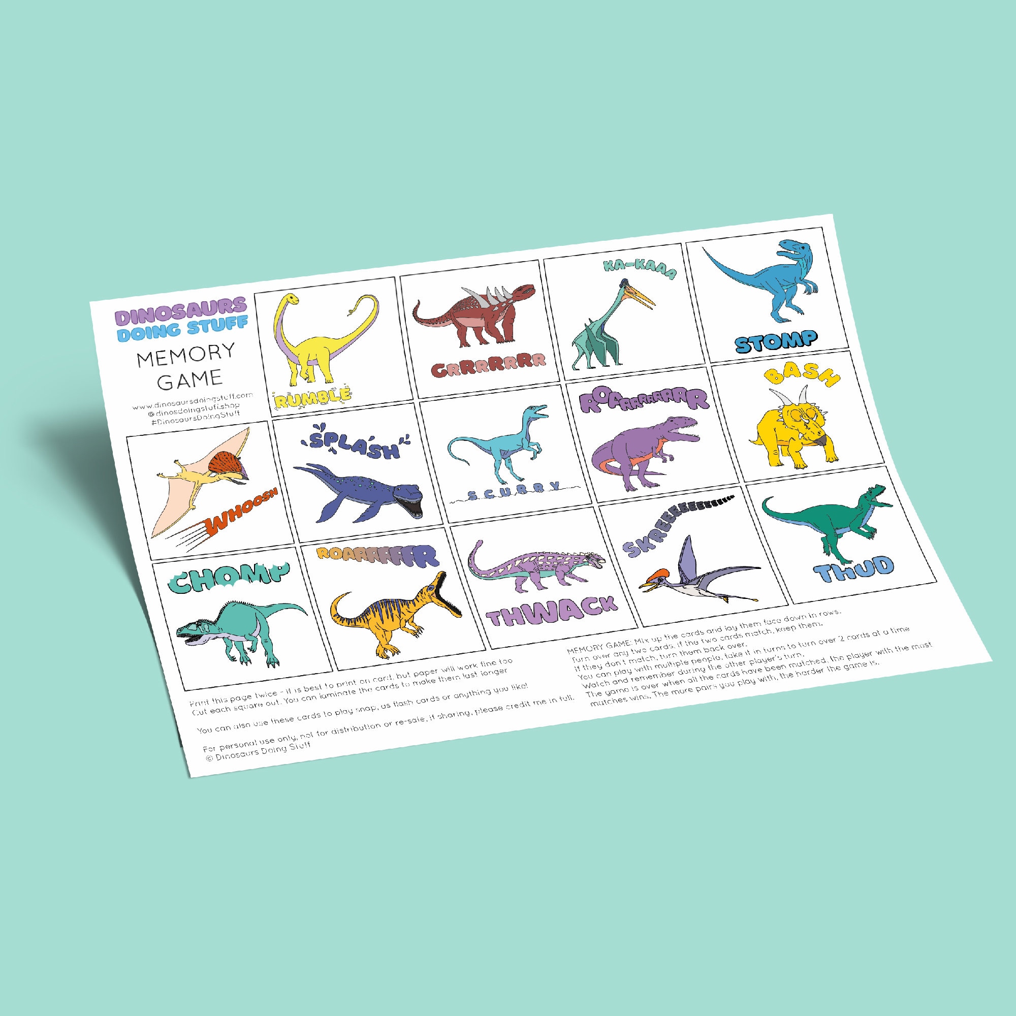 Digital Download Match the Pairs Dinosaur Words Game Animal - Etsy