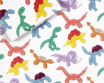 Balloon Animal Dinosaur wrapping paper, dinosaur gift wrap, wrapping paper, kids birthday, kids wrapping paper, funny wrapping paper