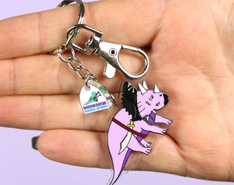 Pirate Dinosaur Keyring, dinosaur keyring, kids keyring, acrylic keyring,  Cute Keychain, animal keyring, dinosaur gift for kids