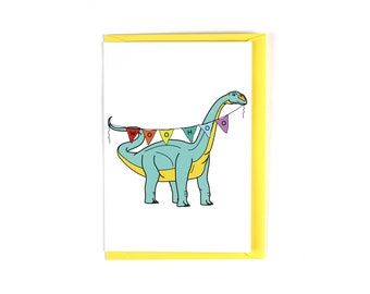 Dinosaur Bunting 'WOO HOO' Greeting Card