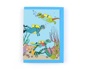 Under the Sea Dinosaur Greeting Card for all occasions, birthdays, thinking of you, just because