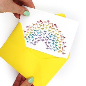 Carte de voeux de dinosaure arc-en-ciel, carte de joyeux anniversaire pour enfants, carte de remerciement dinosaure arc-en-ciel, mariage, sympathie, toutes les cartes d'occasion