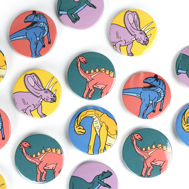 Dinosaur mini badge 5 pack, dinosaur badge, button badge, kids badge, badges for adults, cute badge, badge pack, goodie bag, party favour image 6