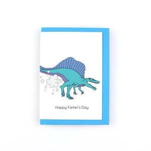 Carte de voeux dinosaure Happy Farter's Day, carte de reconnaissance de pet, carte de jeu de mots drôle de dino, carte de fête des pères, cartes de jeu de mots drôles