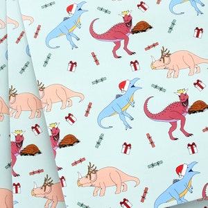 Christmas Dinner wrapping paper, Christmas gift wrap, wrapping paper, funny wrapping paper, dinosaur, dinosaur Christmas, Christmas wrap