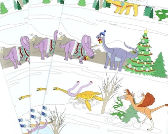 Christmas Winter Dinosaur wrapping paper, Christmas gift wrap, wrapping paper, wrapping paper, dinosaur, dinosaur Christmas, Christmas wrap