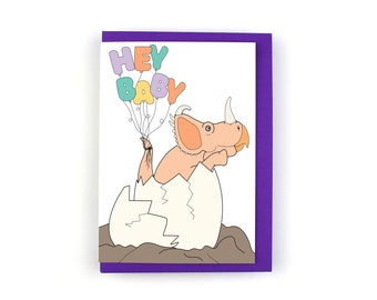 Hey Baby Dinosaur New Baby Greeting Card