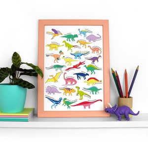 Dinosaur Alphabet Poster, Christmas gifts, alphabet, dinosaur alphabet, cute alphabet, kids decor, kids room, framed, dinosaur, a-z