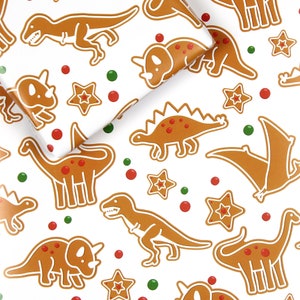 Gingerbread Dinosaur wrapping paper, Christmas gift wrap, wrapping paper, funny wrapping paper, dinosaur, dinosaur Christmas, Christmas wrap