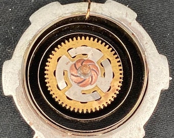 Doublesided pendant clock spring inside repurposed locknut