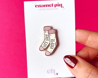 Enamel Pin - Let's Stay Home - Cosy Socks - Gold Enamel Pin - Winter Pin - Fluffy Socks - Lapel Pin