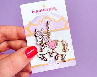 Enamel Pin - Brave - Carousel Horse - Gold Enamel Pin - Merry Go Round - Fair ground Gifts - Lapel Pin