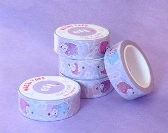 Washi Tape - Colourful Hedgehogs - 10m Washi Tape - Hedgehog Tape - Lilac Washi Tape