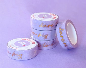 Washi Tape - Dare to Dream Big - Lilac and Gold Foil Washi Tape - Pretty Washi Tape - 10m Washi Tape