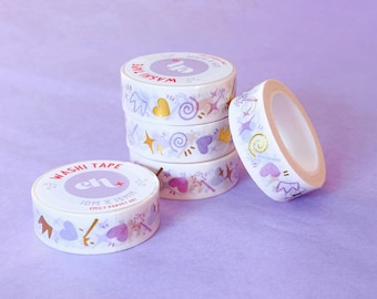 Washi Tape - Fairytale Icons - White and Gold Washi Tape - 10m Washi Tape - Foiled Washi Tape - Gold Foil -