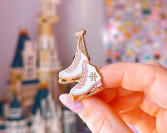 Ice Skates Gold Enamel Pin