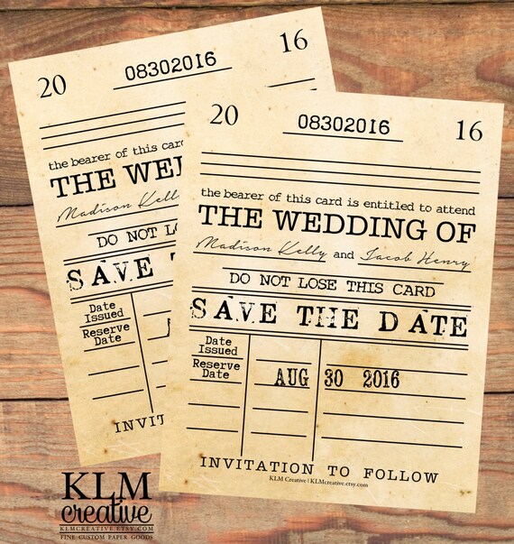 inspired collection library card save the date library card save the date