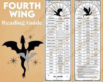 Vierter Flügel Leseführer Lesezeichen | Signets + Drachen + Reiter | Spickzettel & Referenz | *Digitaler Download*