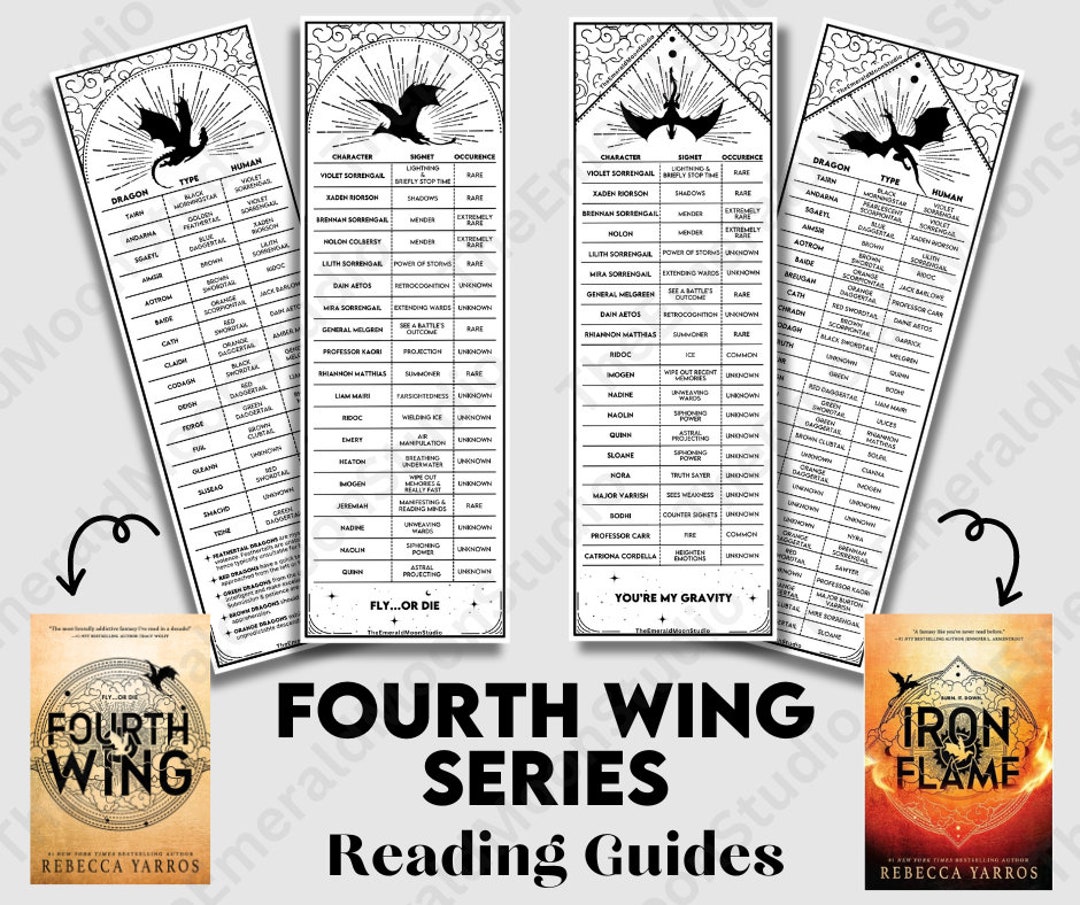 Fourth Wing & Iron Flame Bundle Reading Guides Bookmark Yarros