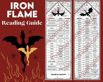 Eisen Flamme Leseführer Lesezeichen | Signets + Drachen + Reiter | Spickzettel & Referenz | *Digitaler Download*