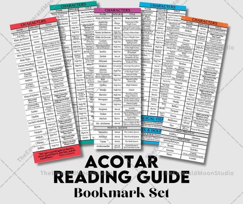 ACOTAR Series Reading Guide BUNDLE | Bookmark | Maas | Printable ...