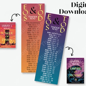 TOG Tandem Read Bookmark | Printable Digital Download | Empire of Storms & Tower of Dawn | Throne of Glass Series | Sarah J Maas