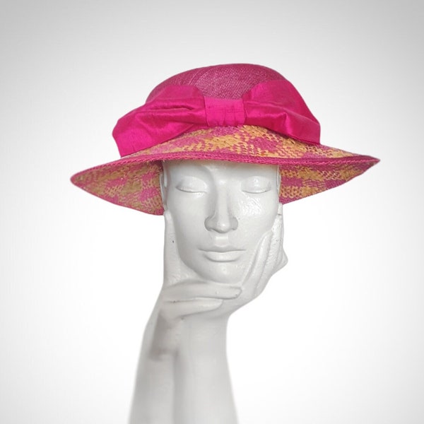 Pink vintage style sinamay/paper hat 'Midge' (inspired by "The Marvellous Mrs. Maisel")