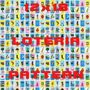 Loteria Mexicana Versión Vieja Escuela 12"x18" GRANDE (Imagen Digital de una Sola Página) Tazas, Almohadas, Imprimible, Papel de Envoltura de Tela.