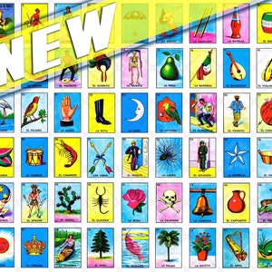 Old School Loteria-afbeeldingen "Single Page Digital Image" (ALLE 54 afbeeldingen op volgorde) JPG en PNG "Printable" Reg. Prijs 4,95 Nu in de uitverkoop!